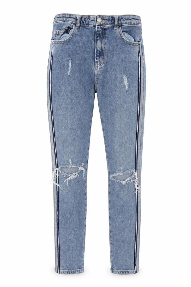 Denim & Co. Girls Blue Cotton Skinny Jeans Size 12-13 Years Regular Zip - Distressed