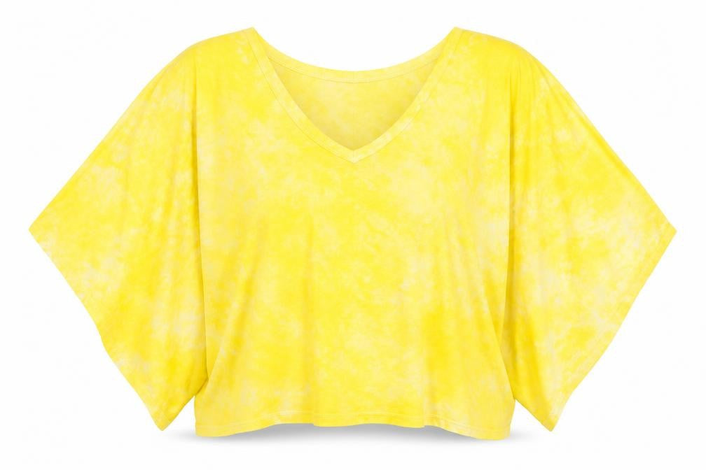 Maj Womens Yellow Polyester Basic Blouse Size S V-Neck
