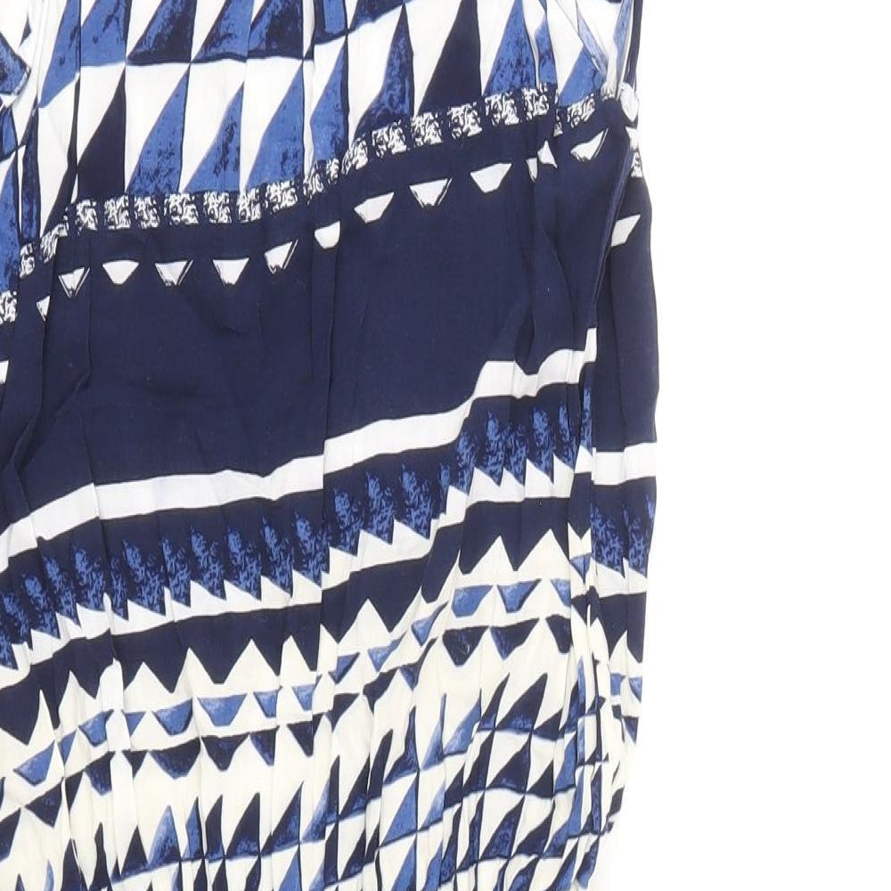 NEXT Womens Blue Geometric Viscose Tank Dress Size 8 Boat Neck Pullover
