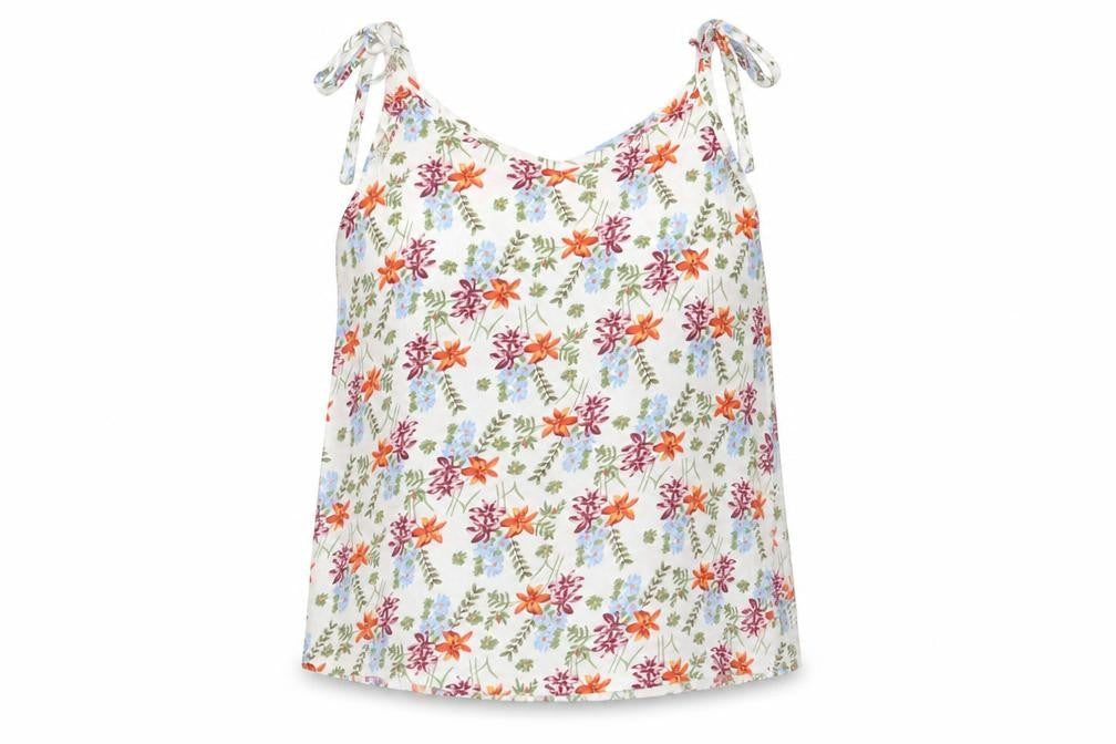 Papaya Womens White Floral Cotton Basic Tank Size 10 Round Neck