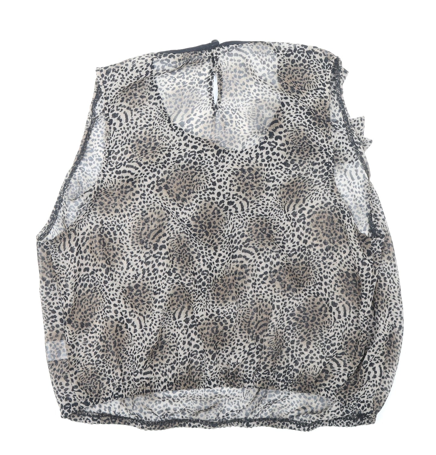 Glamourous Womens Brown Animal Print Polyester Basic Blouse Size 14 Scoop Neck - Leopard Print