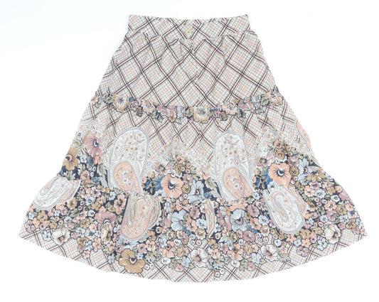 Wallis Womens Beige Geometric Polyester Flare Skirt Size 12 Zip