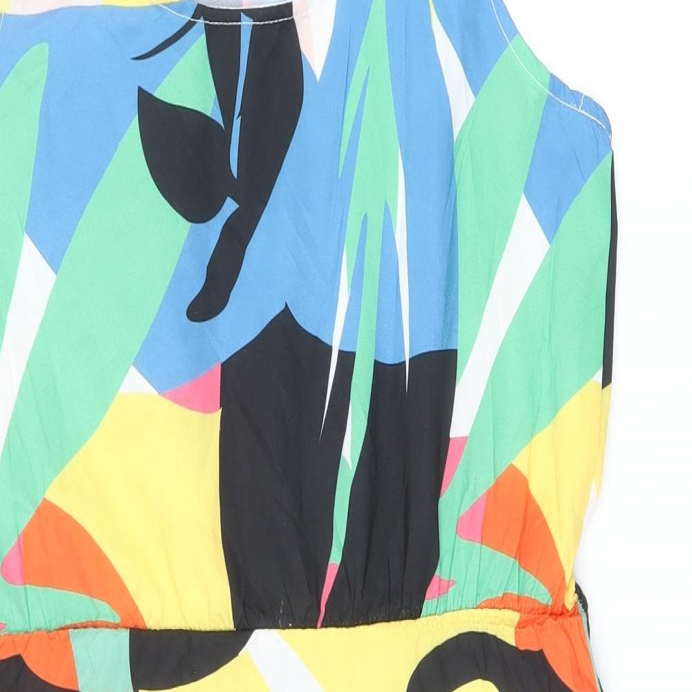 Preworn Womens Multicoloured Geometric Polyester Shift Size S Scoop Neck Pullover