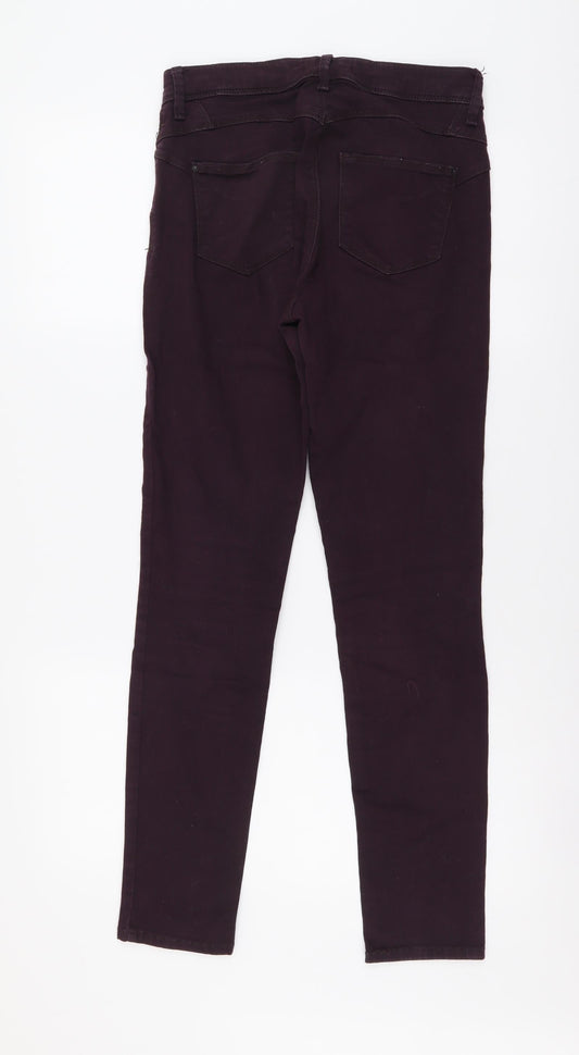 Marks and Spencer Womens Purple Cotton Skinny Jeans Size 10 L25 in Regular Button