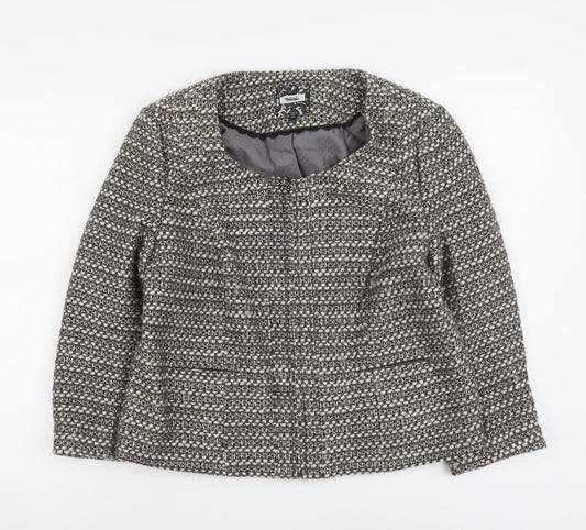 NEXT Womens Beige Geometric Jacket Size 16 Zip