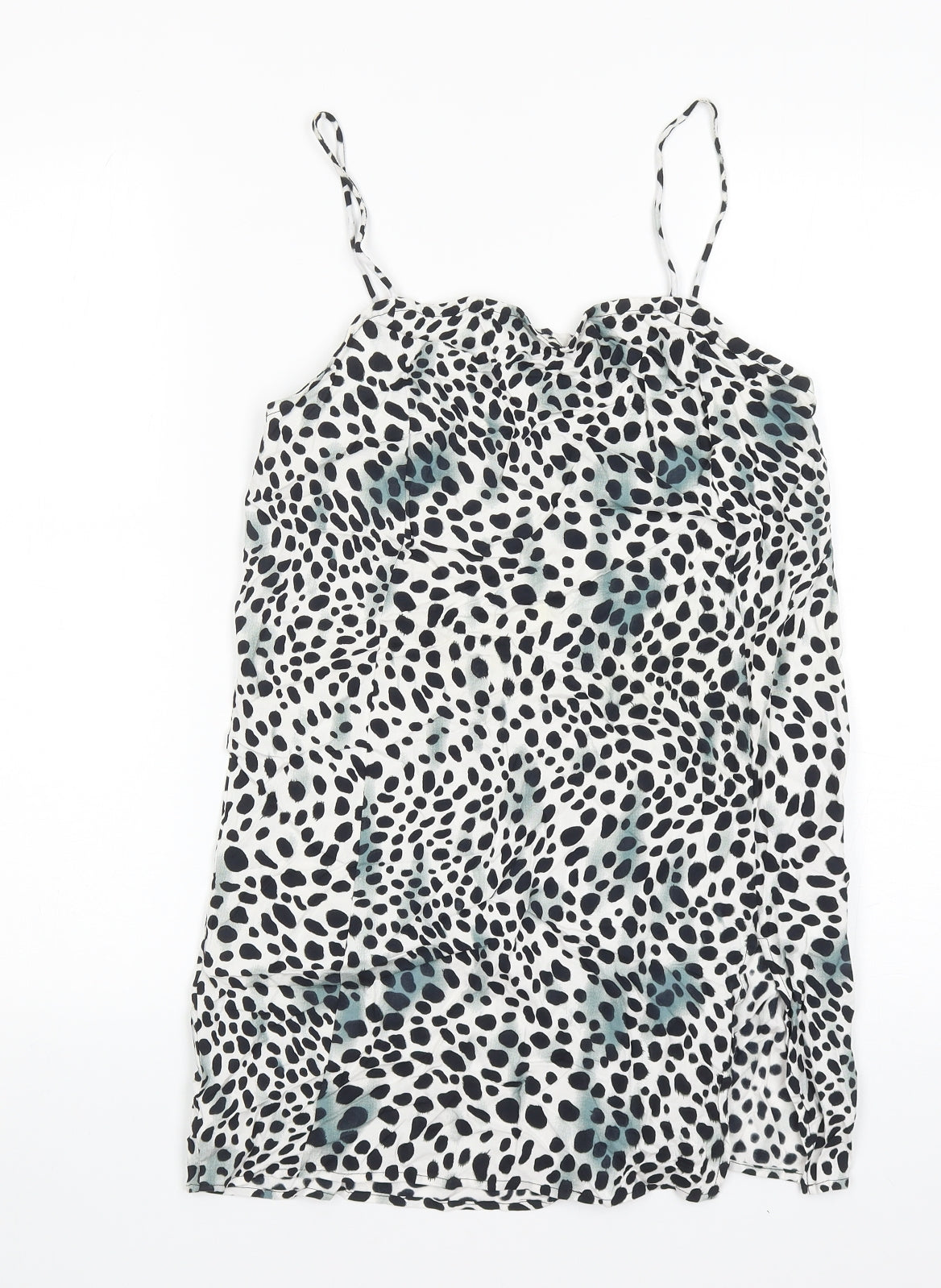 Motel Womens Black Animal Print Viscose Slip Dress Size 2XS Sweetheart Pullover - Cheetah Print