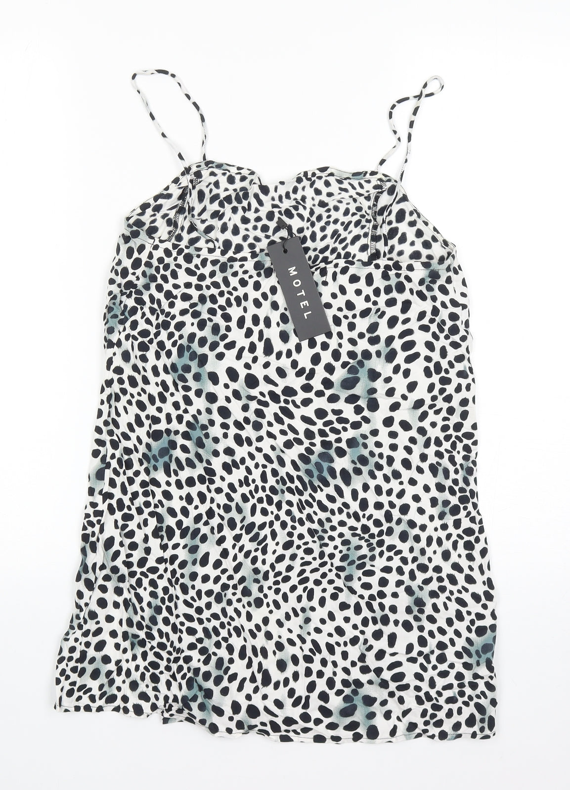 Motel Womens Black Animal Print Viscose Slip Dress Size 2XS Sweetheart Pullover - Cheetah Print