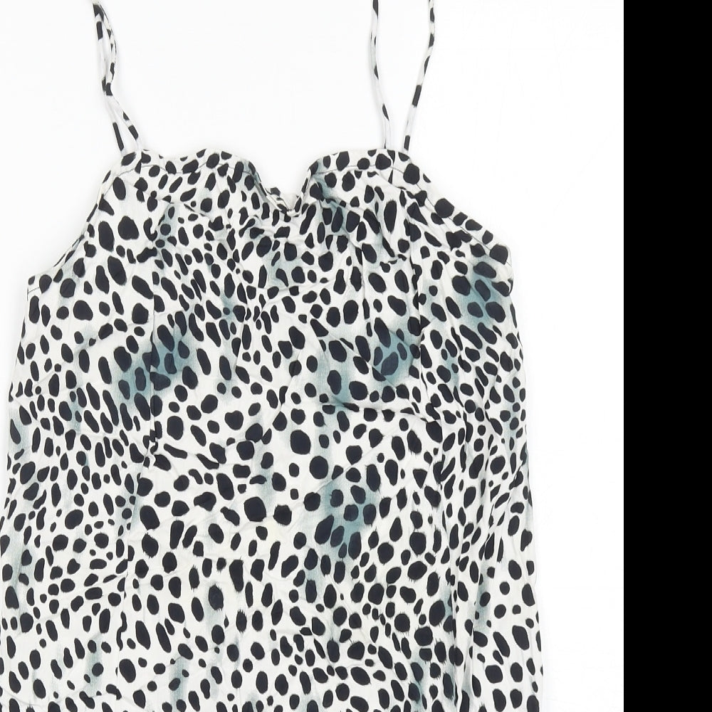 Motel Womens Black Animal Print Viscose Slip Dress Size 2XS Sweetheart Pullover - Cheetah Print