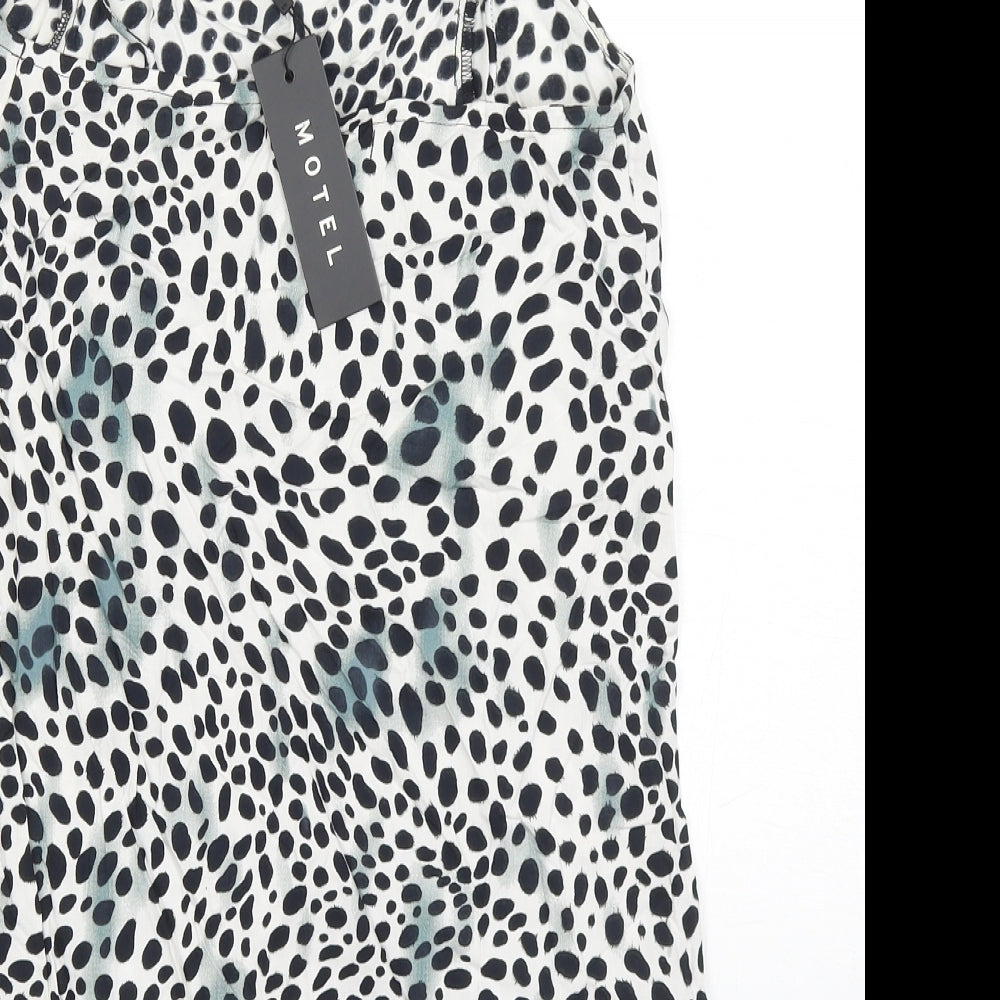 Motel Womens Black Animal Print Viscose Slip Dress Size 2XS Sweetheart Pullover - Cheetah Print