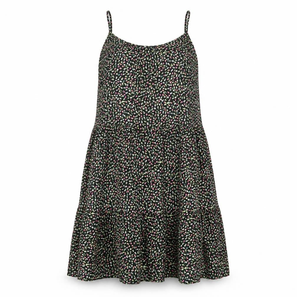 Marks and Spencer Womens Black Floral Viscose A-Line Size 8 Scoop Neck Pullover - Tiered