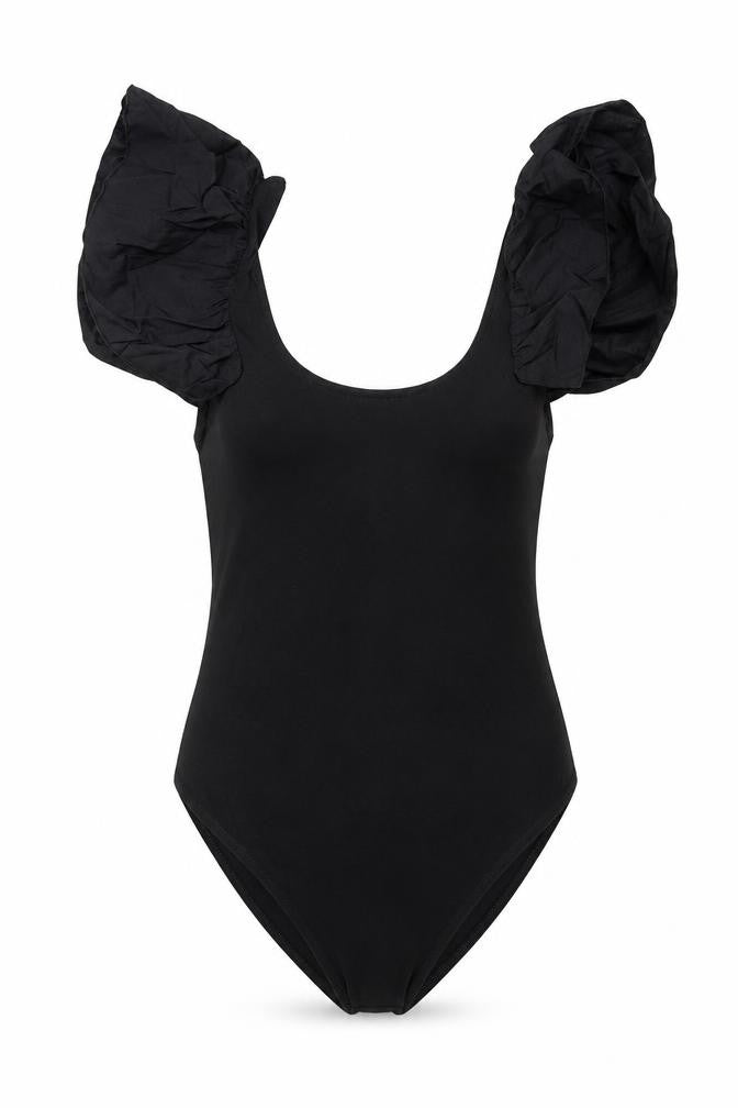 Zara Womens Black Cotton Bodysuit One-Piece Size S Snap