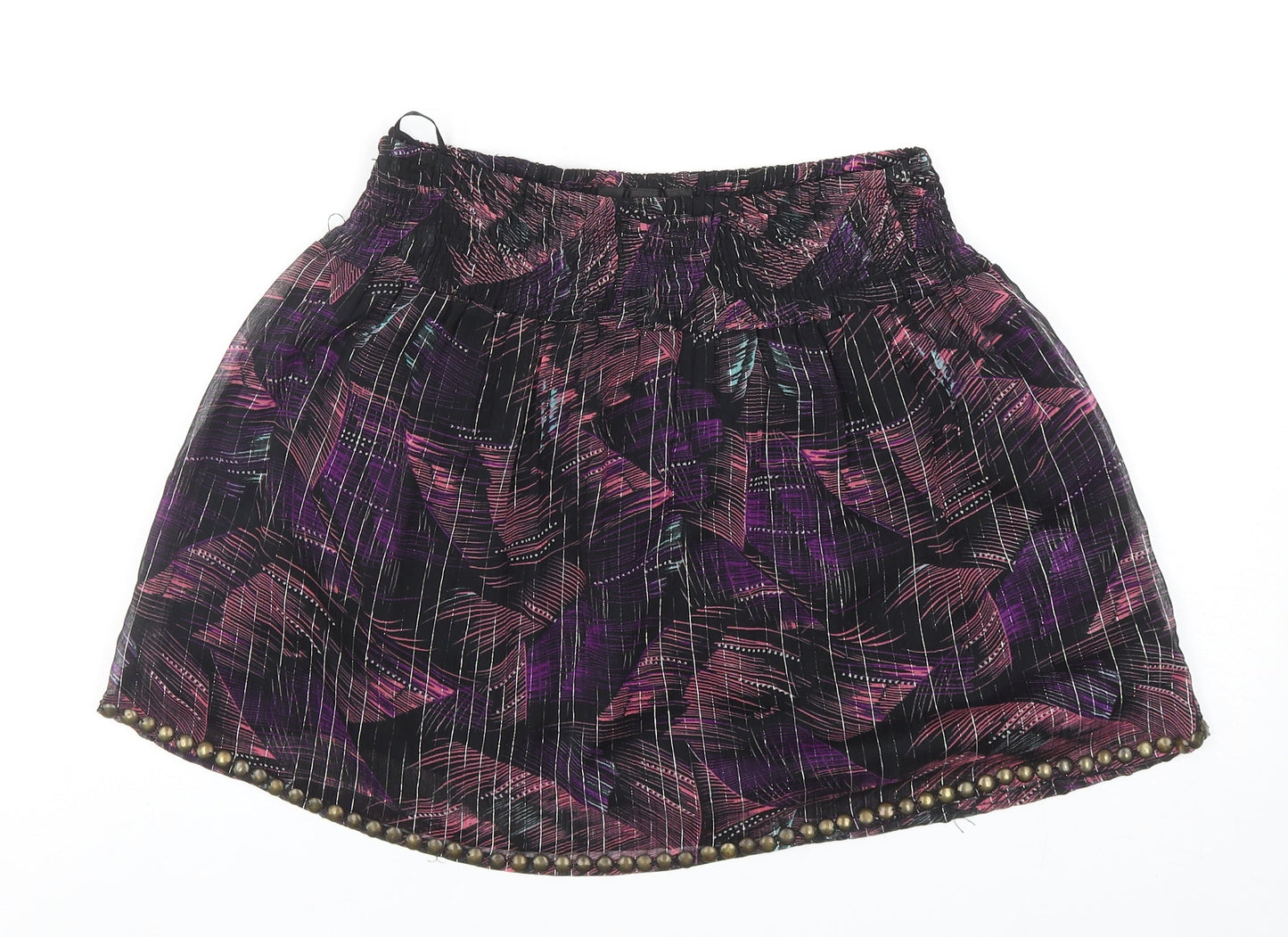 Miss Selfridge Womens Black Geometric Polyester Mini Skirt Size 6