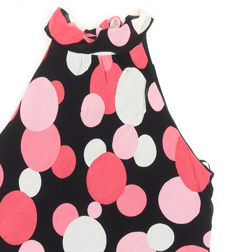 Spirit Womens Black Polka Dot Viscose Basic Blouse Size 12 Round Neck