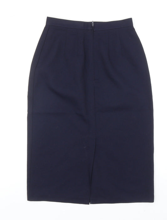 Preworn Womens Blue Polyester Straight & Pencil Skirt Size 10 Zip