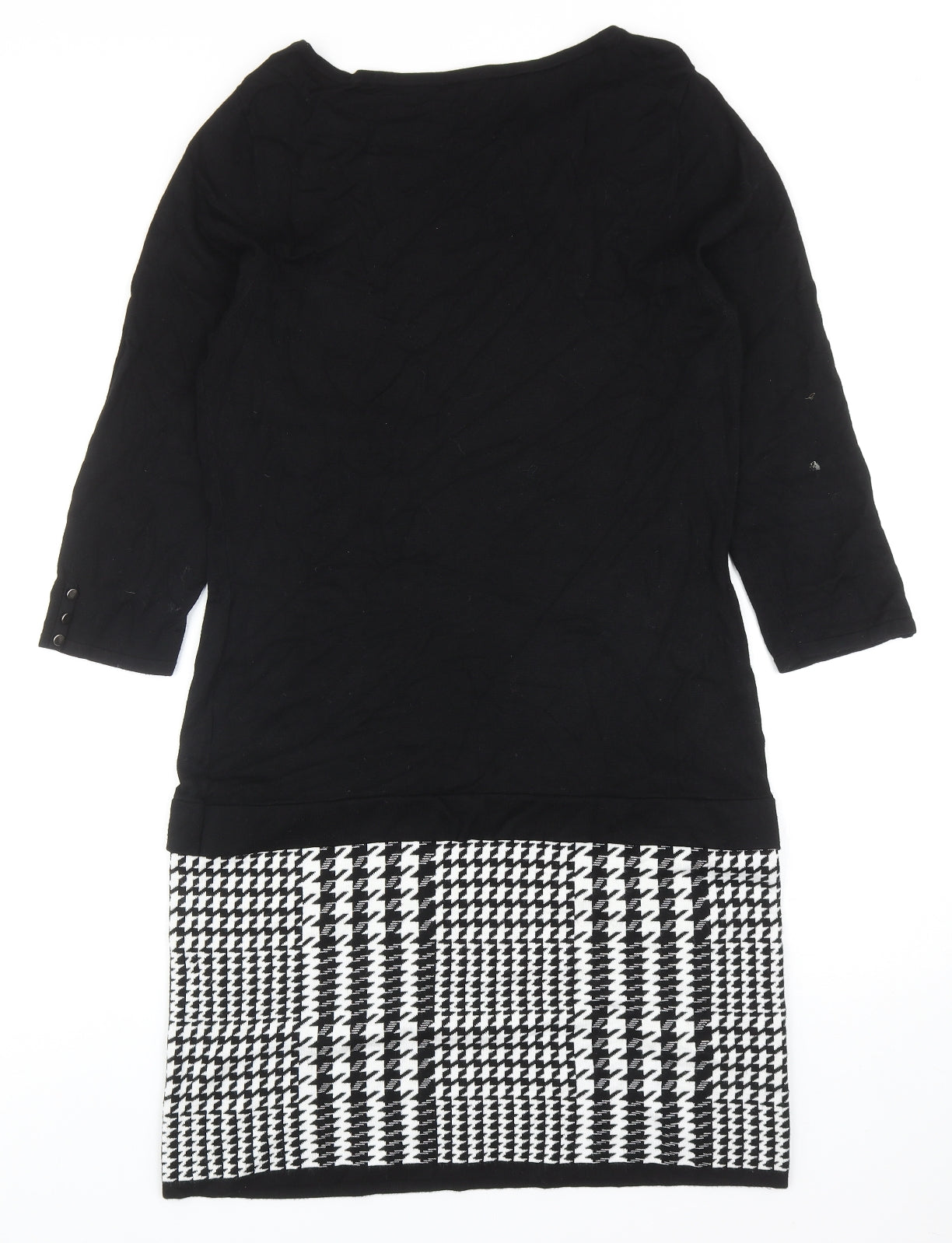Preworn Womens Black Viscose Sheath Size M Round Neck Pullover