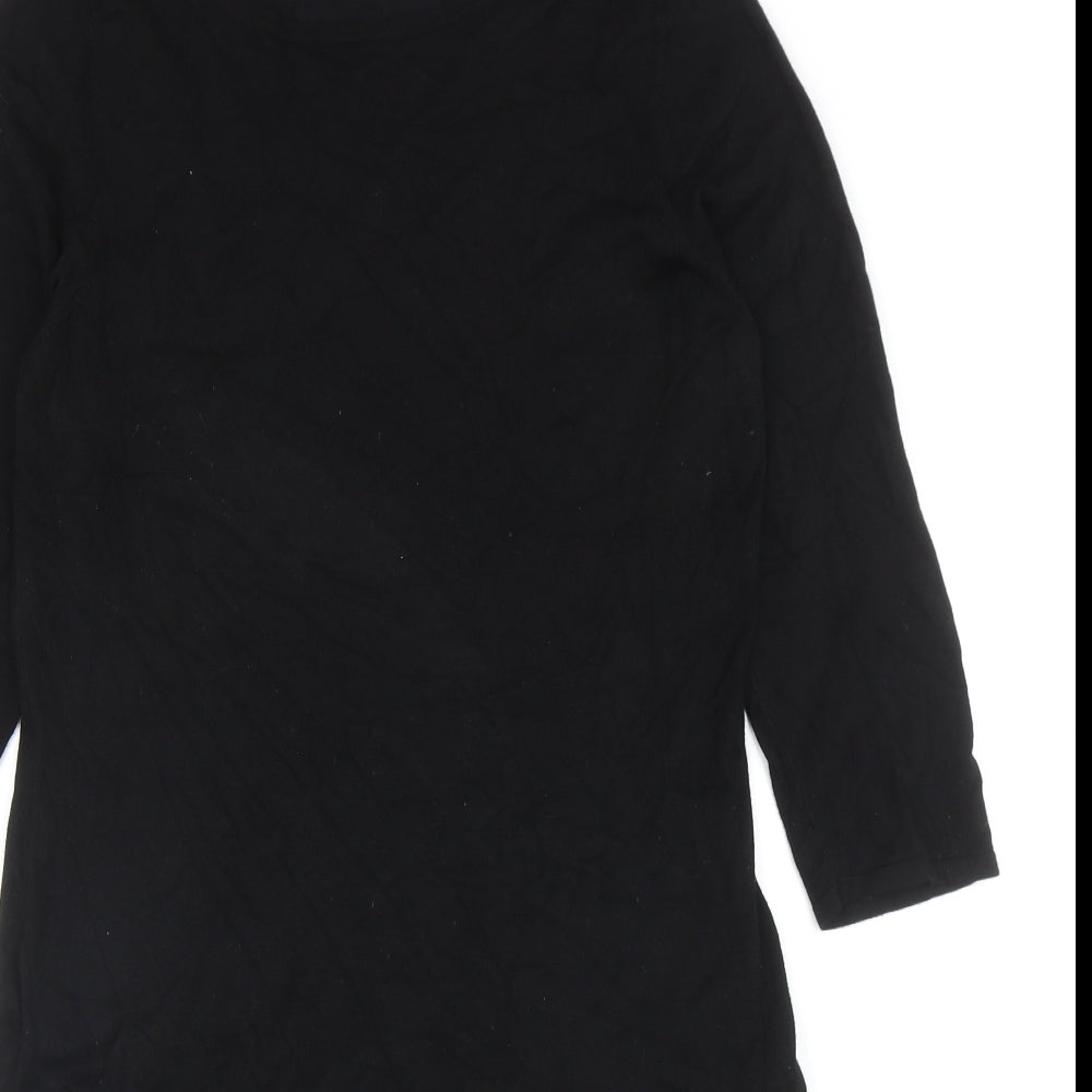 Preworn Womens Black Viscose Sheath Size M Round Neck Pullover