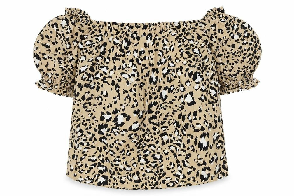 Marks and Spencer Womens Brown Animal Print Viscose Basic Blouse Size 14 Square Neck - Leopard Print