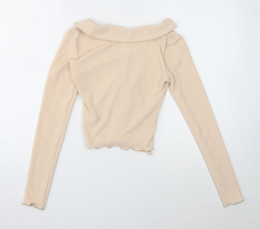 ASOS Womens Beige Collared Polyester Pullover Jumper Size M