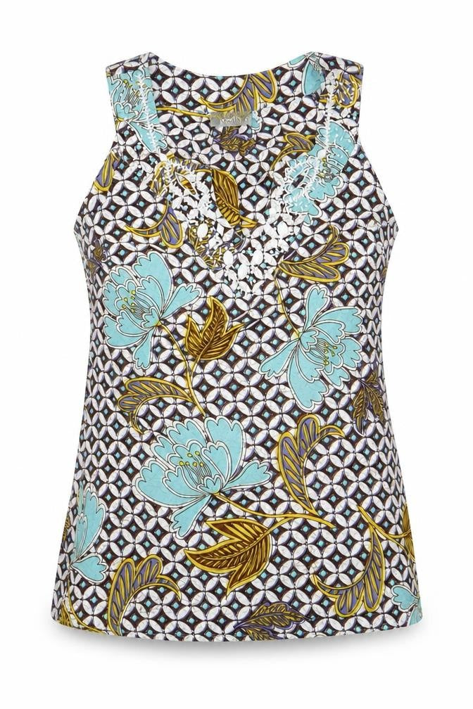 Wallis Womens Multicoloured Geometric Polyester Basic Tank Size S V-Neck