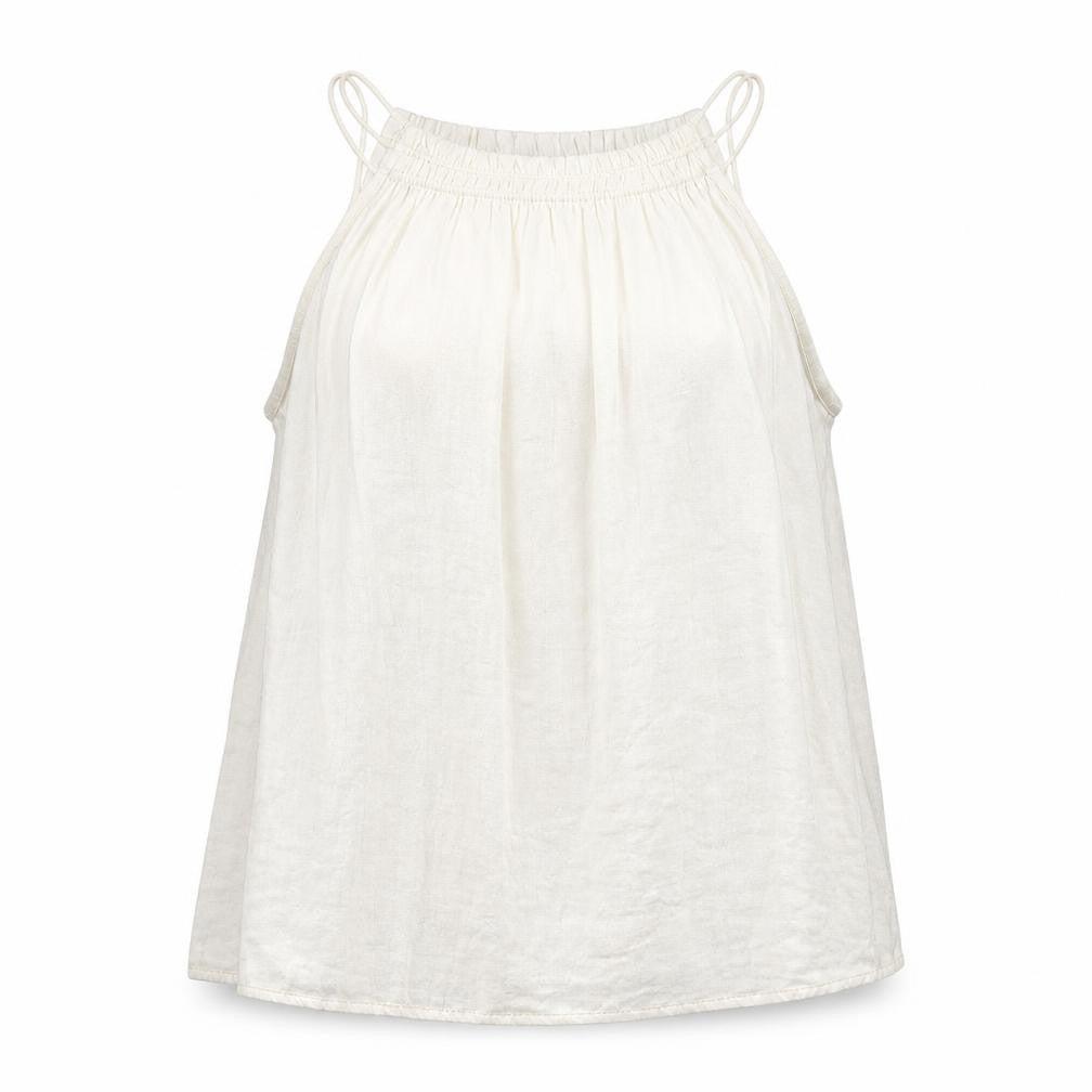 Marks and Spencer Womens Ivory Polyester Basic Tank Size 12 Round Neck - Shirred neckline detail