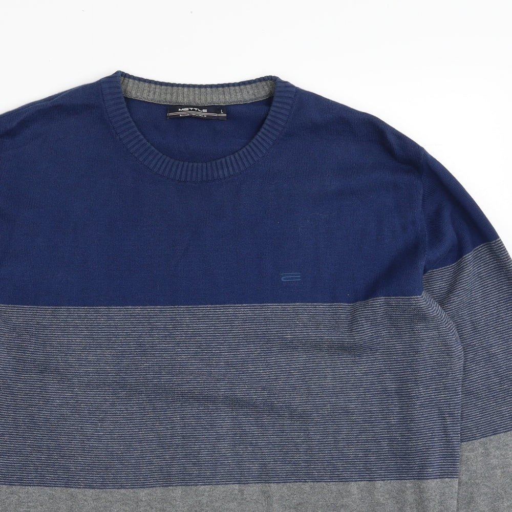 Mettle Mens Multicoloured Round Neck Acrylic Pullover Jumper Size L - Colourblock