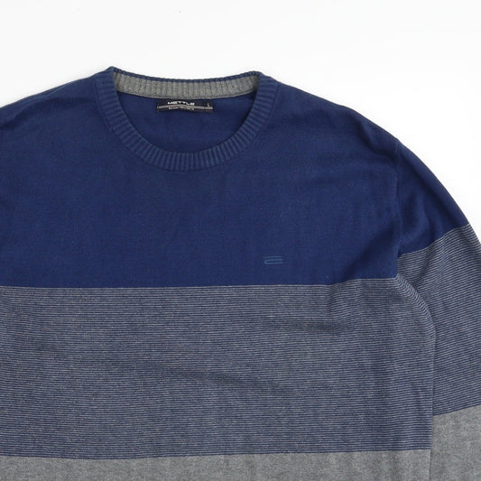 Mettle Mens Multicoloured Round Neck Acrylic Pullover Jumper Size L - Colourblock