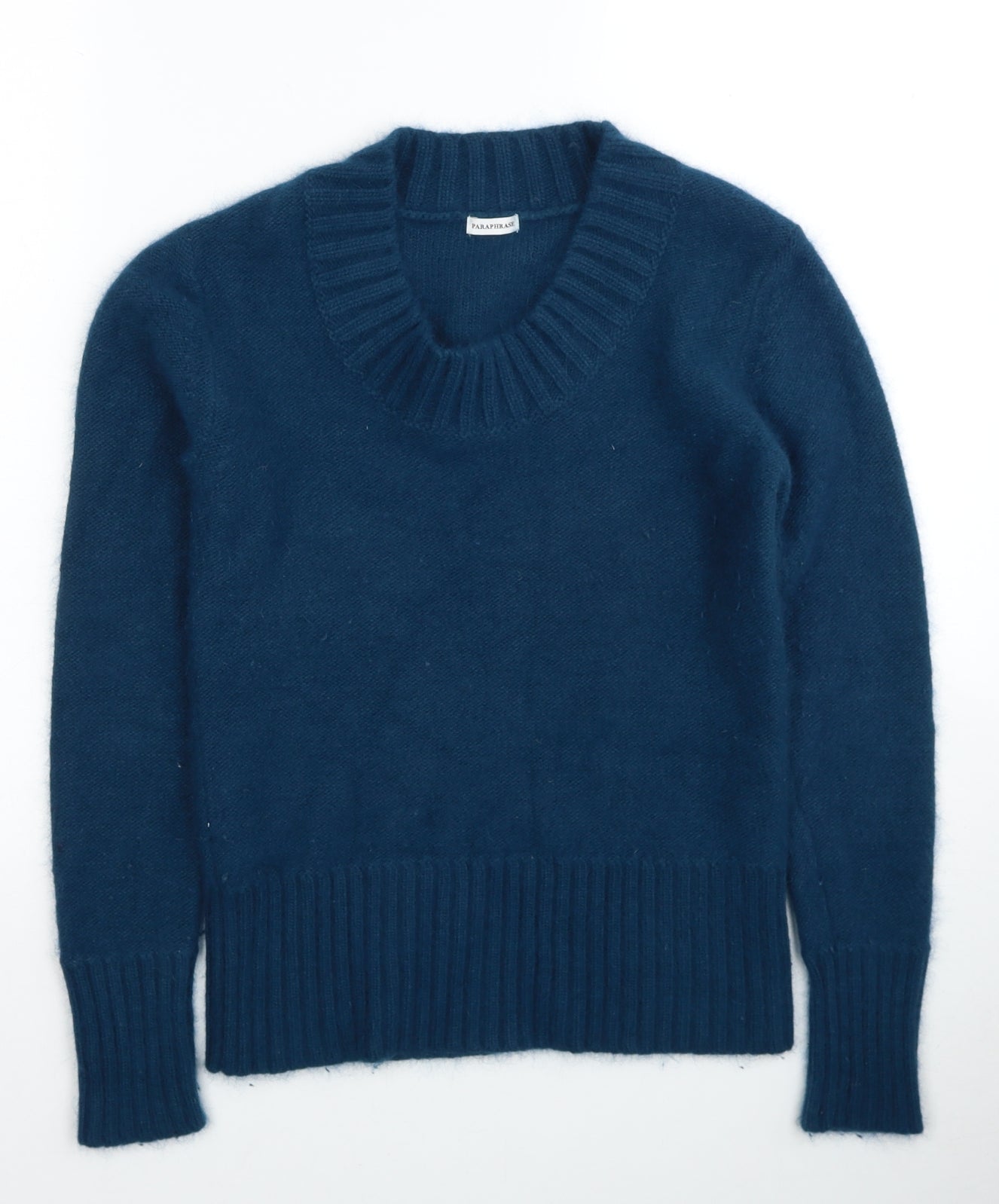 Paraphrase Womens Blue Scoop Neck Nylon Pullover Jumper Size S