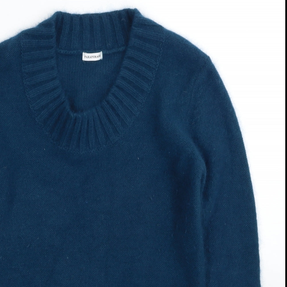Paraphrase Womens Blue Scoop Neck Nylon Pullover Jumper Size S