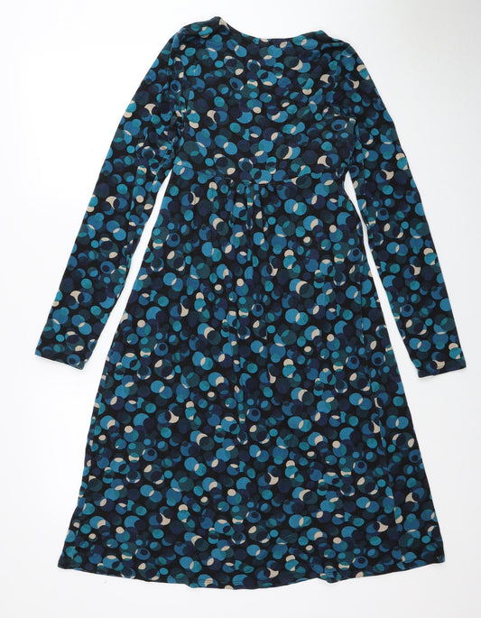Crave Womens Blue Geometric Viscose A-Line Size 10 Scoop Neck Pullover