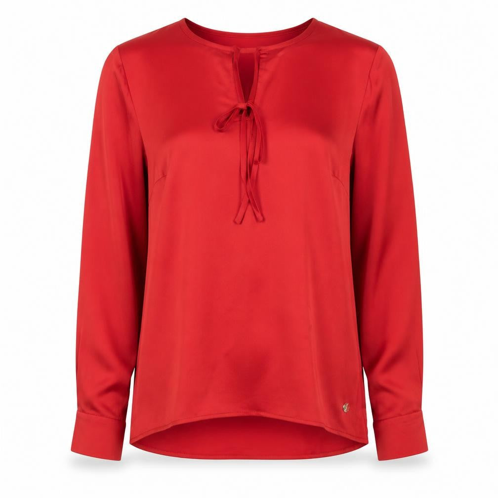 Rant&Rave Womens Red Polyester Basic Blouse Size 8 Round Neck