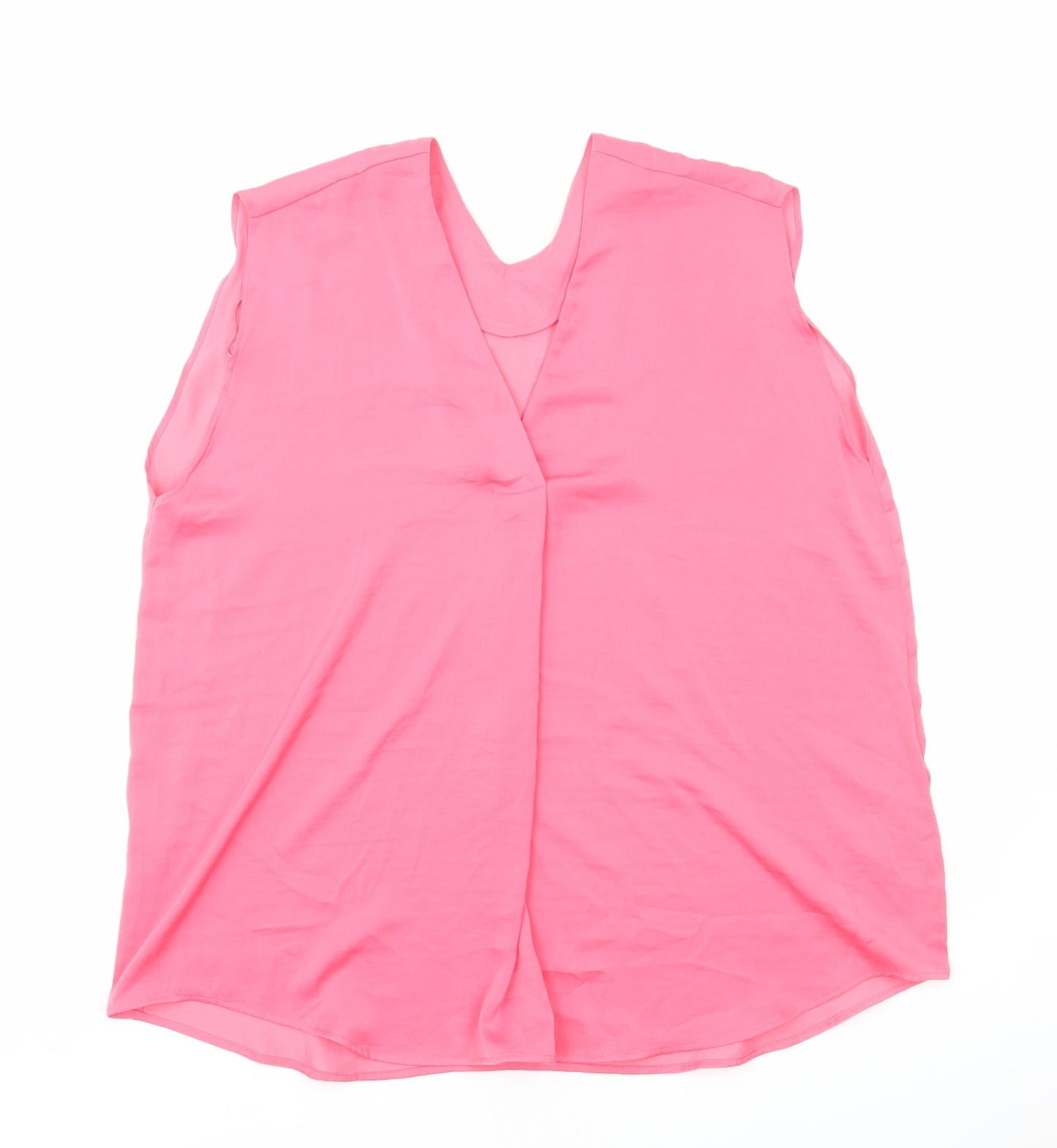 Marks and Spencer Womens Pink Polyester Basic Tank Size 16 V-Neck