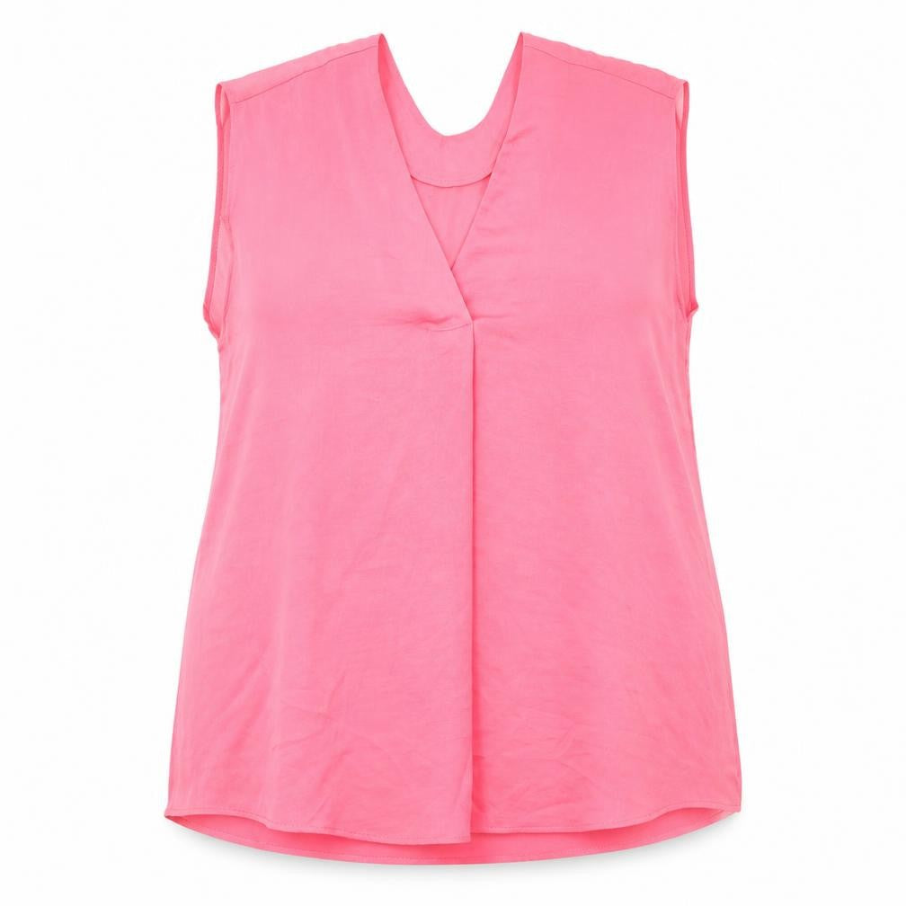 Marks and Spencer Womens Pink Polyester Basic Tank Size 16 V-Neck
