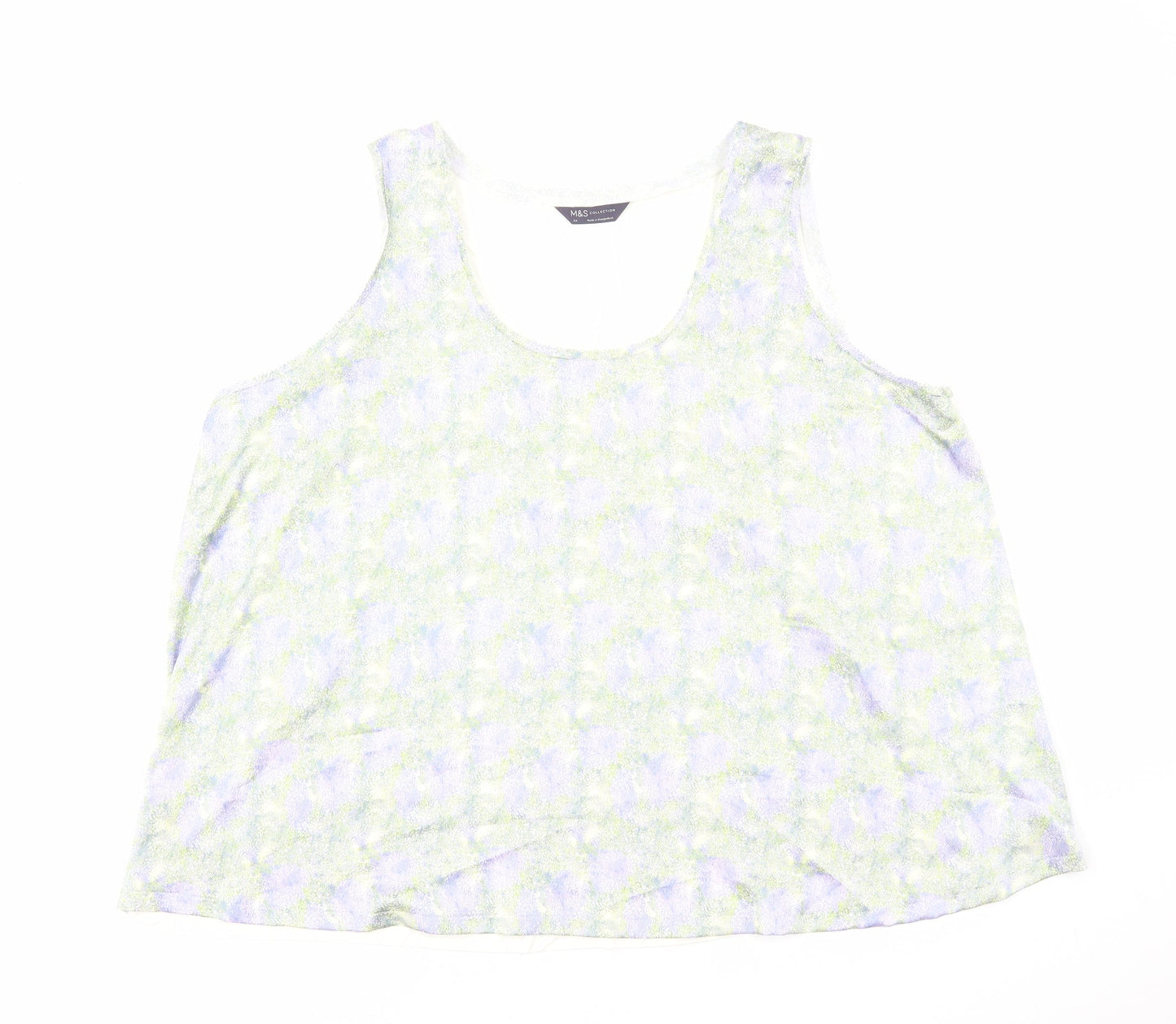 Marks and Spencer Womens Multicoloured Geometric Polyester Basic Tank Size 24 Scoop Neck