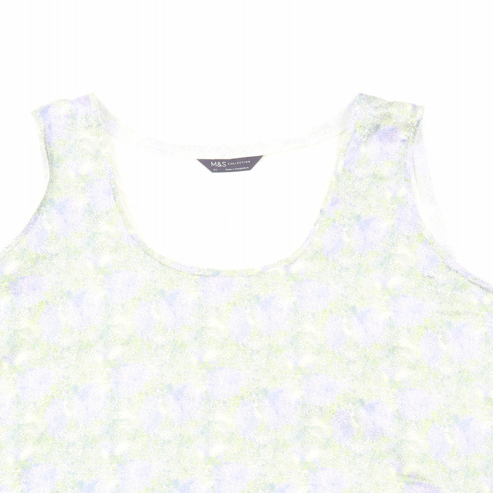 Marks and Spencer Womens Multicoloured Geometric Polyester Basic Tank Size 24 Scoop Neck