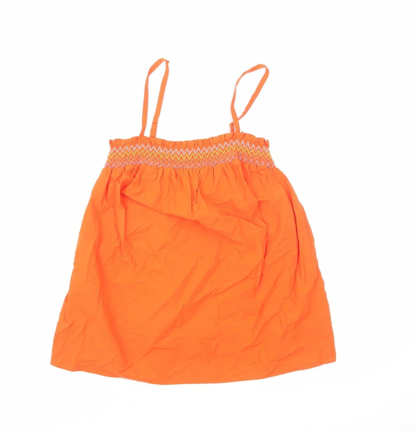 Marks and Spencer Womens Orange Cotton Camisole Blouse Size 6 Square Neck