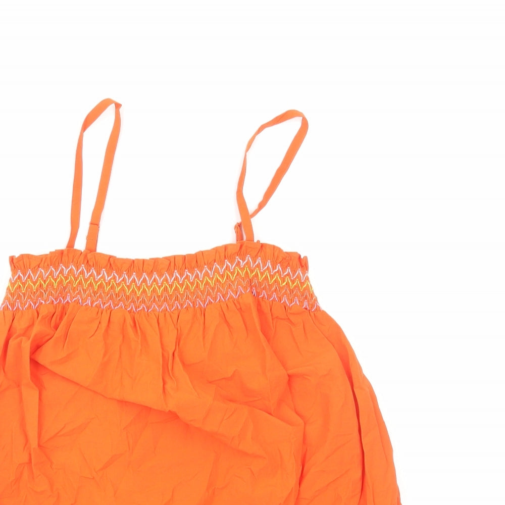 Marks and Spencer Womens Orange Cotton Camisole Blouse Size 6 Square Neck
