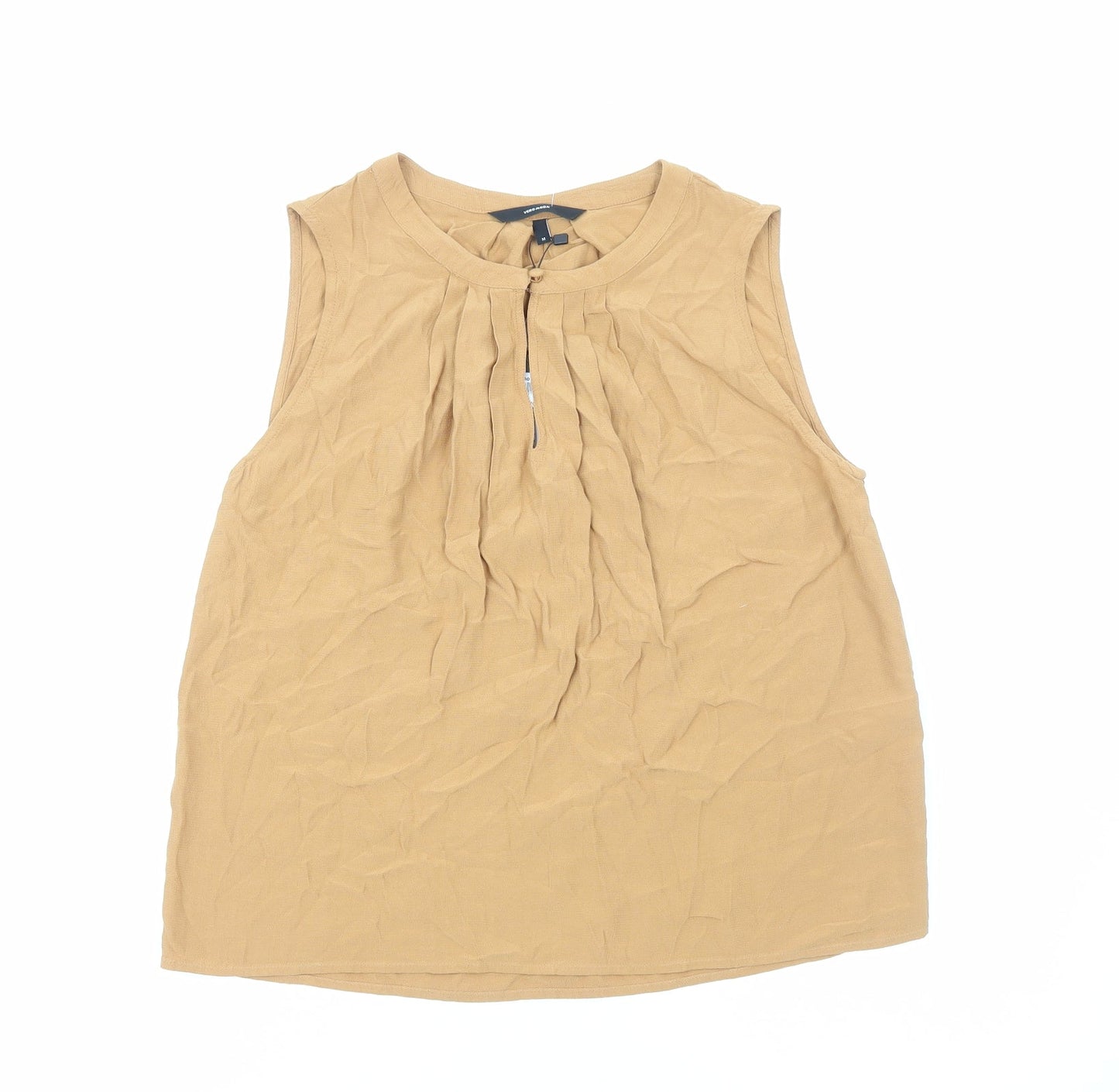VERO MODA Womens Brown Polyester Basic Tank Size M Scoop Neck