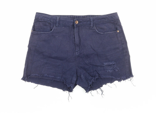 Benton Jeans Womens Blue Cotton Cut-Off Shorts Size 12 Regular Zip