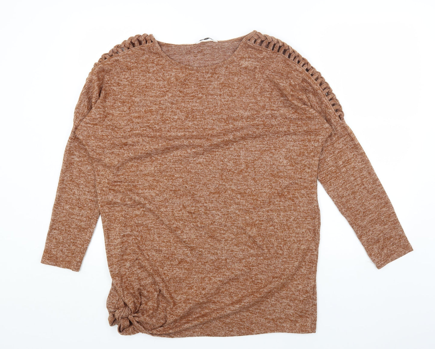 PEP&CO Womens Orange Round Neck Polyester Pullover Jumper Size 10