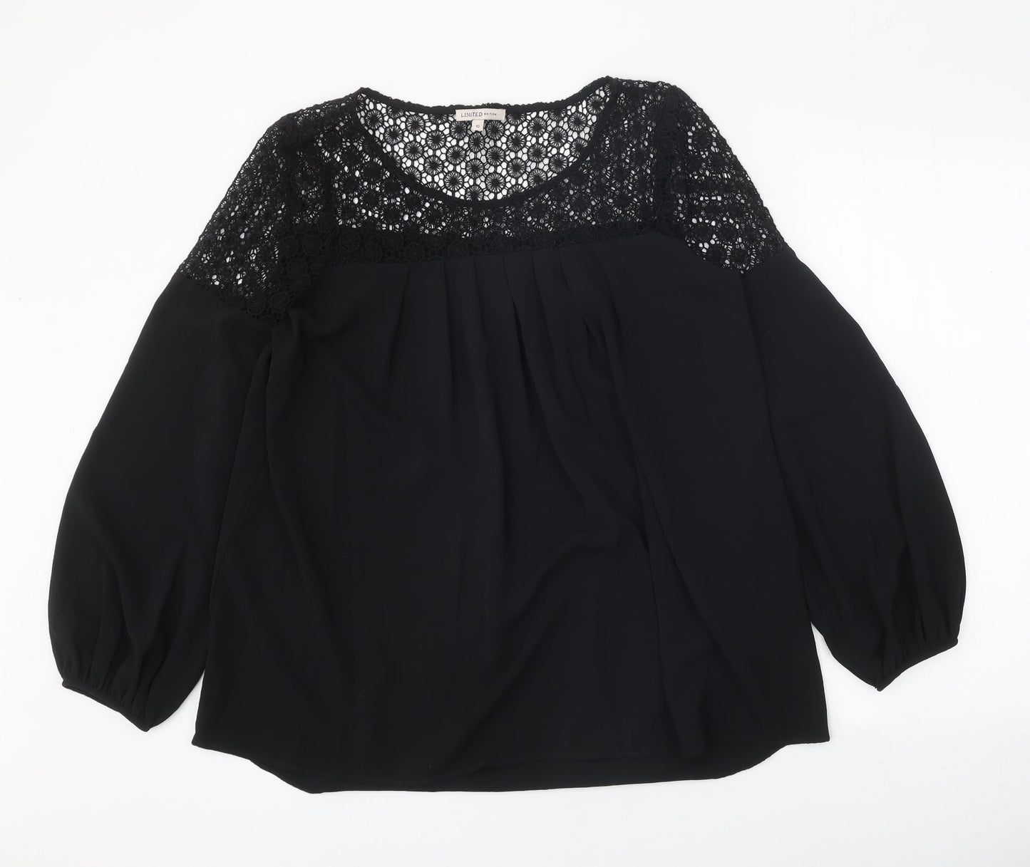 Limited Edition Womens Black Polyester Basic Blouse Size 10 Scoop Neck - Lace Detail