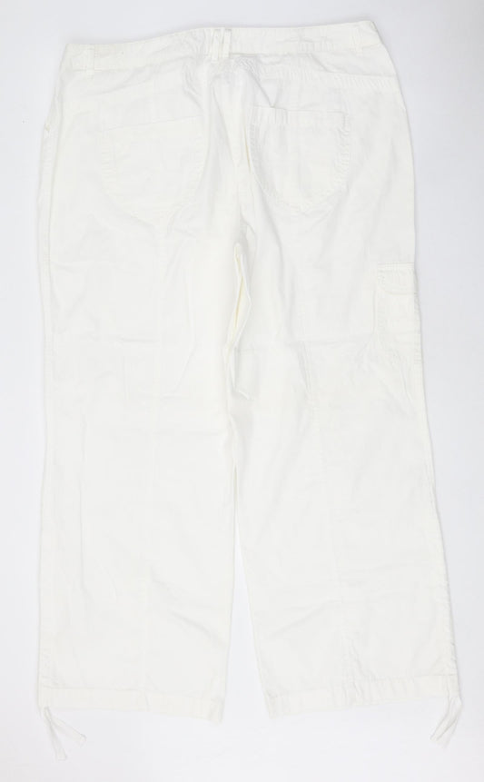 Savoir Womens White Cotton Trousers Size 20 Regular Zip