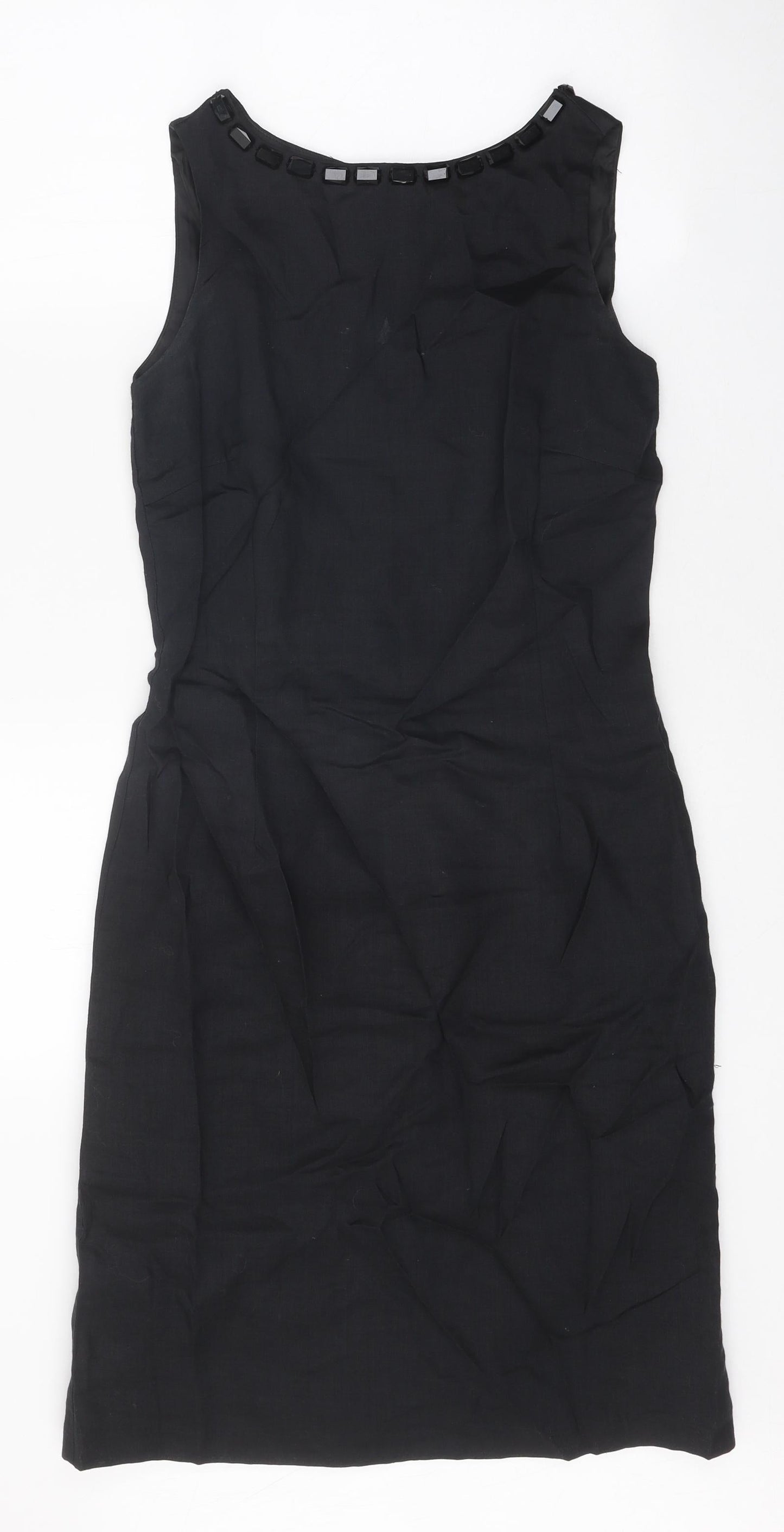 Zara Womens Black Polyester Shift Size M Boat Neck Zip