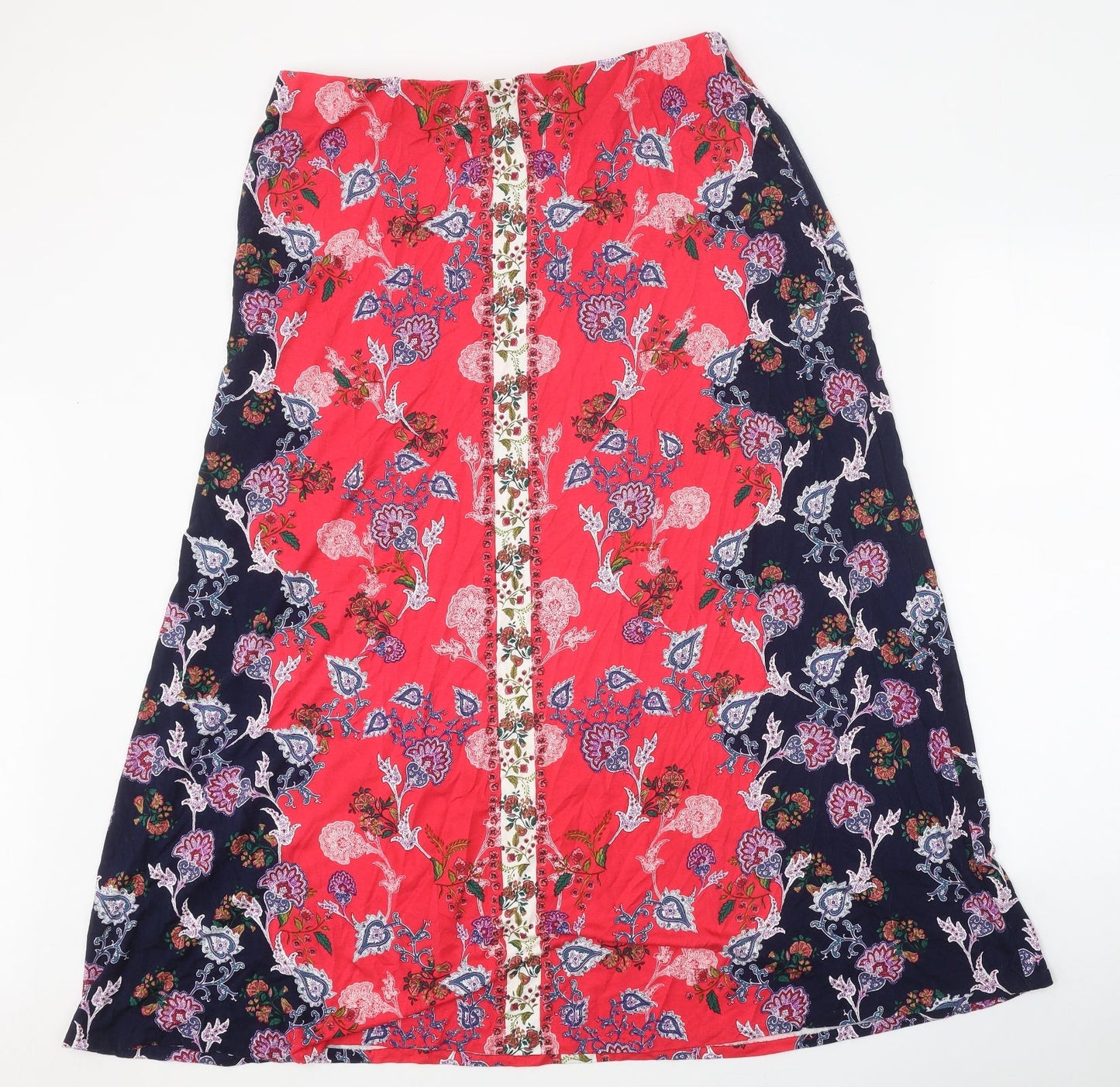 Preworn Womens Multicoloured Geometric Polyester Flare Skirt Size 33 in