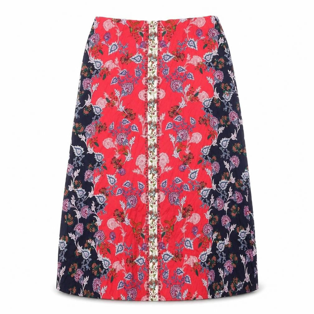 Preworn Womens Multicoloured Geometric Polyester Flare Skirt Size 33 in