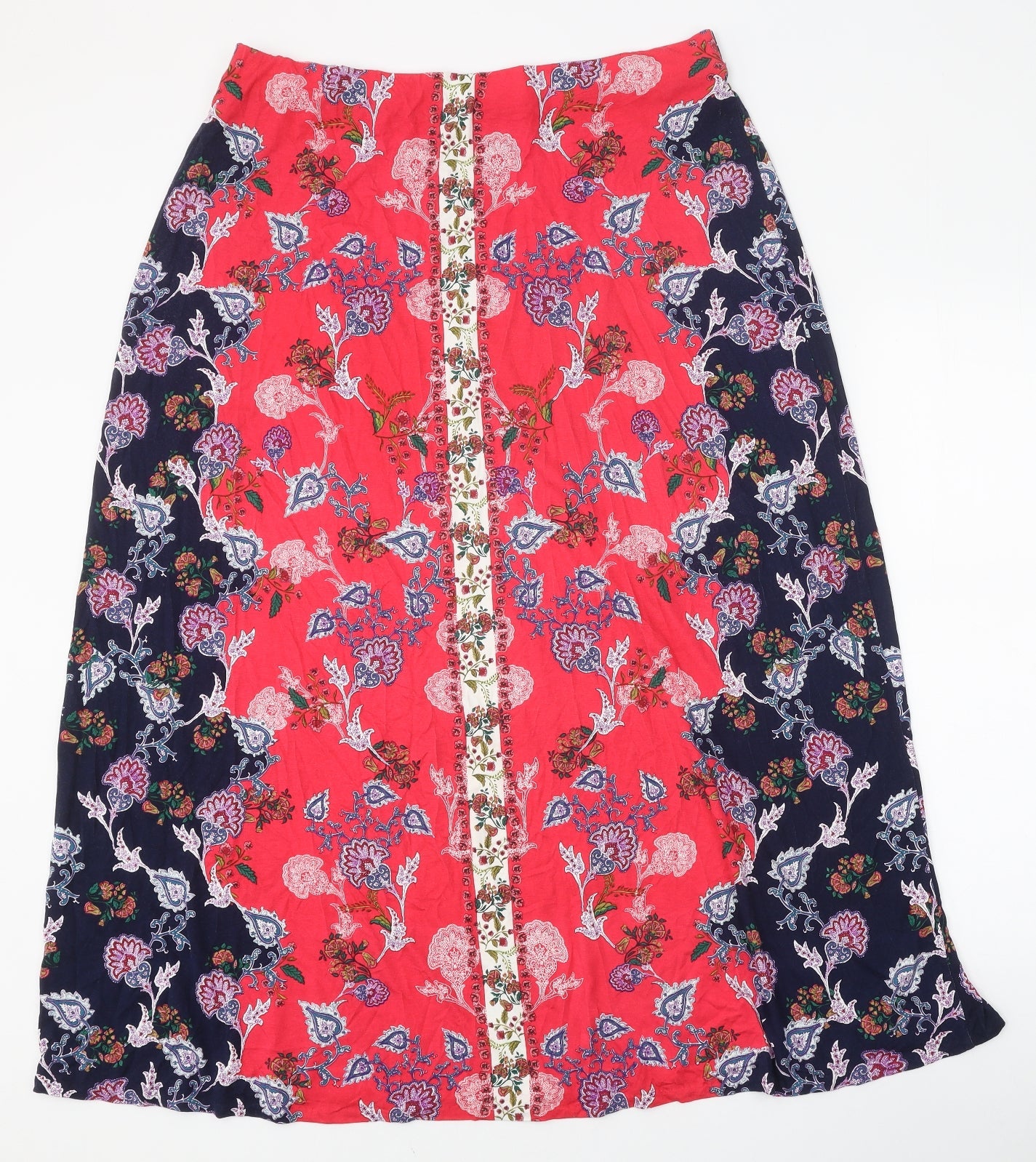 Preworn Womens Multicoloured Geometric Polyester Flare Skirt Size 33 in