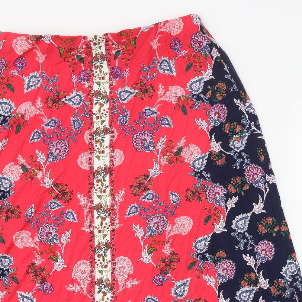 Preworn Womens Multicoloured Geometric Polyester Flare Skirt Size 33 in