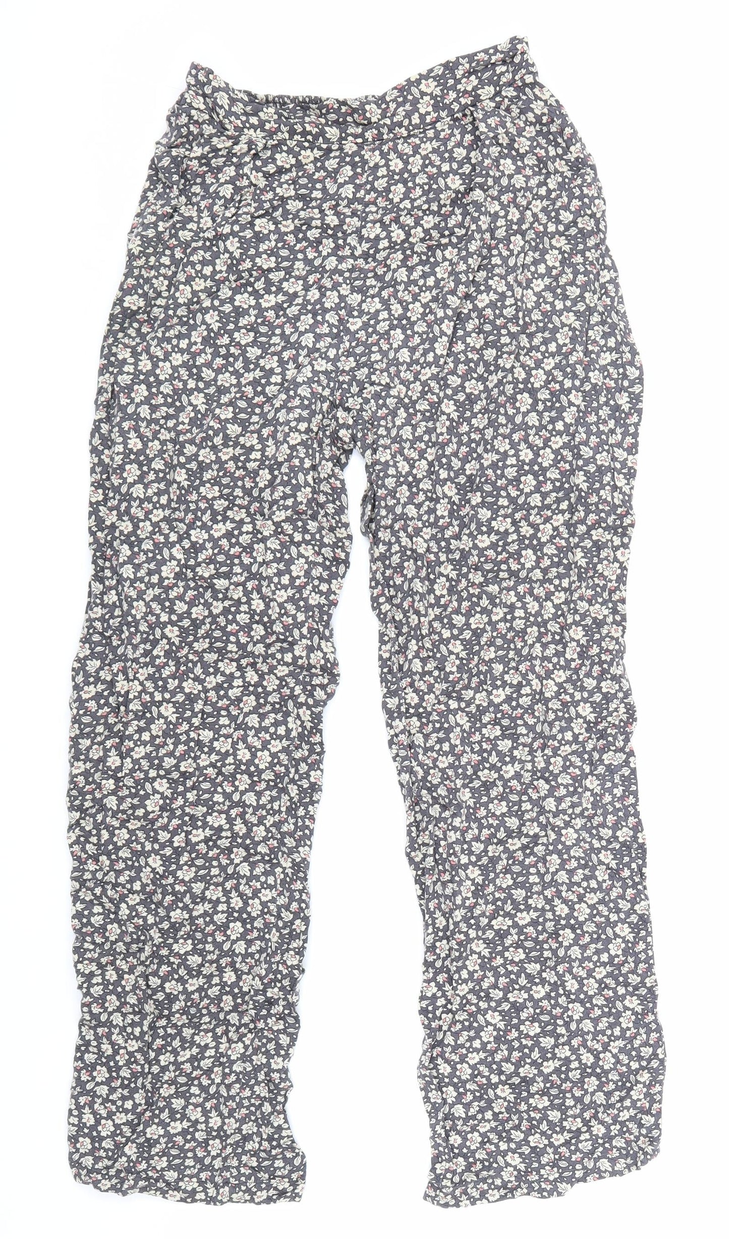 Preworn Womens Grey Floral Viscose Trousers Size 2XS L24 in Regular