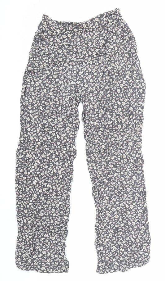 Preworn Womens Grey Floral Viscose Trousers Size 2XS L24 in Regular