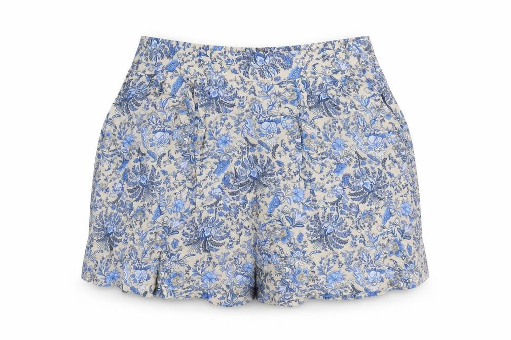 H&M Womens Blue Floral 100% Viscose Mom Shorts Size 38 in L3 in Regular