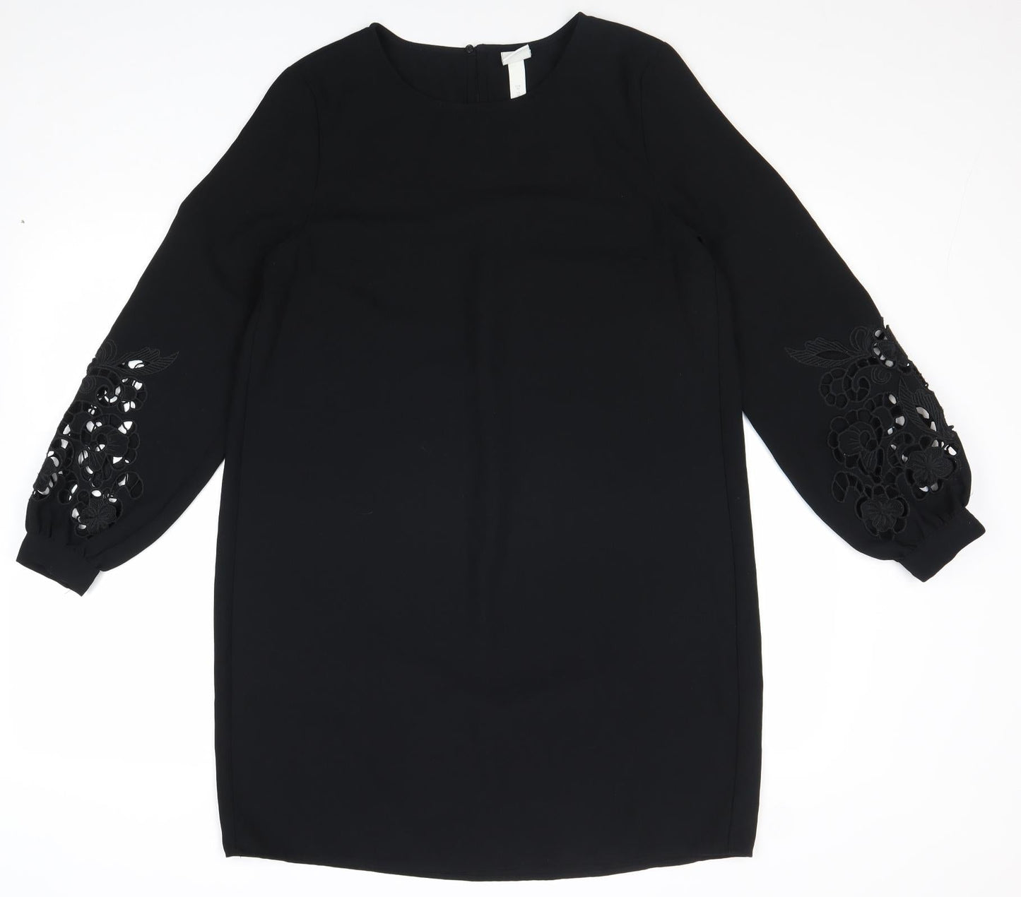 H&M Womens Black Polyester Shift Size 10 Boat Neck Pullover